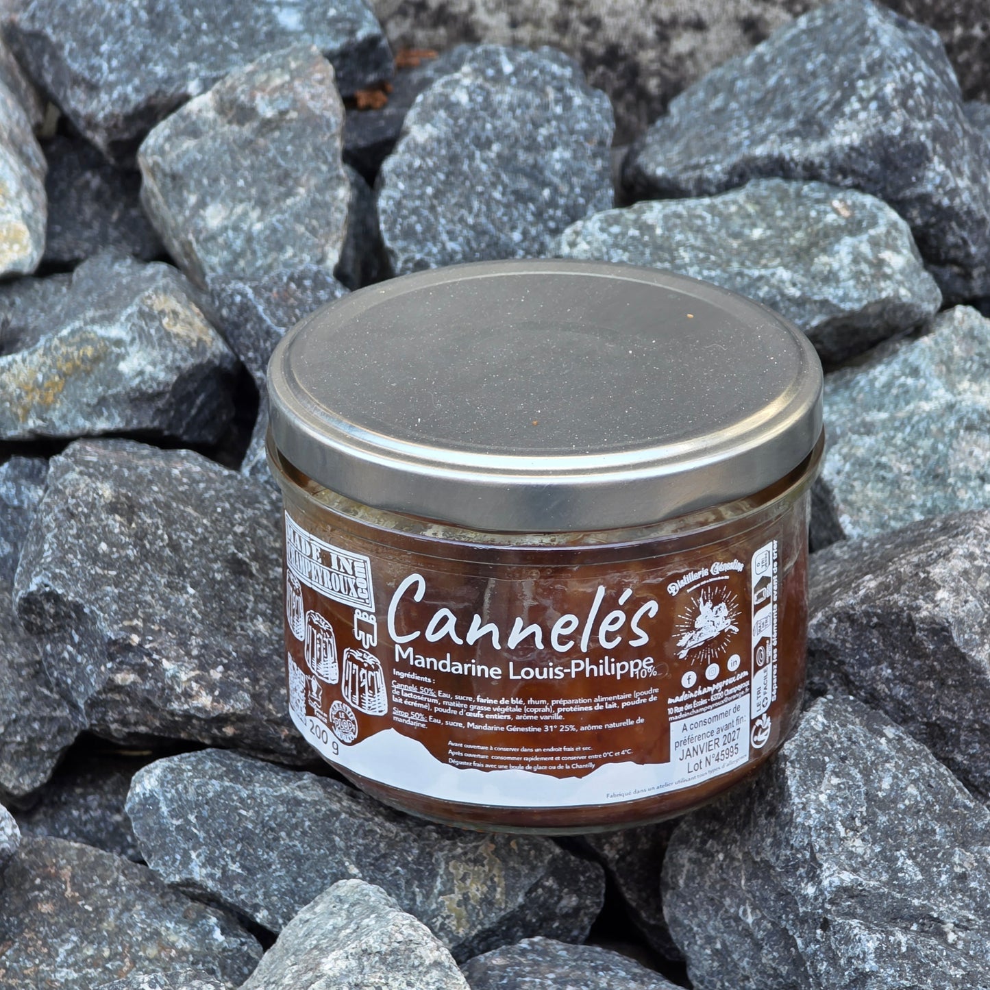 Canelés x3 mandarine Génestine, bocal gourmand 200g – Made in Champeyroux, Auvergne