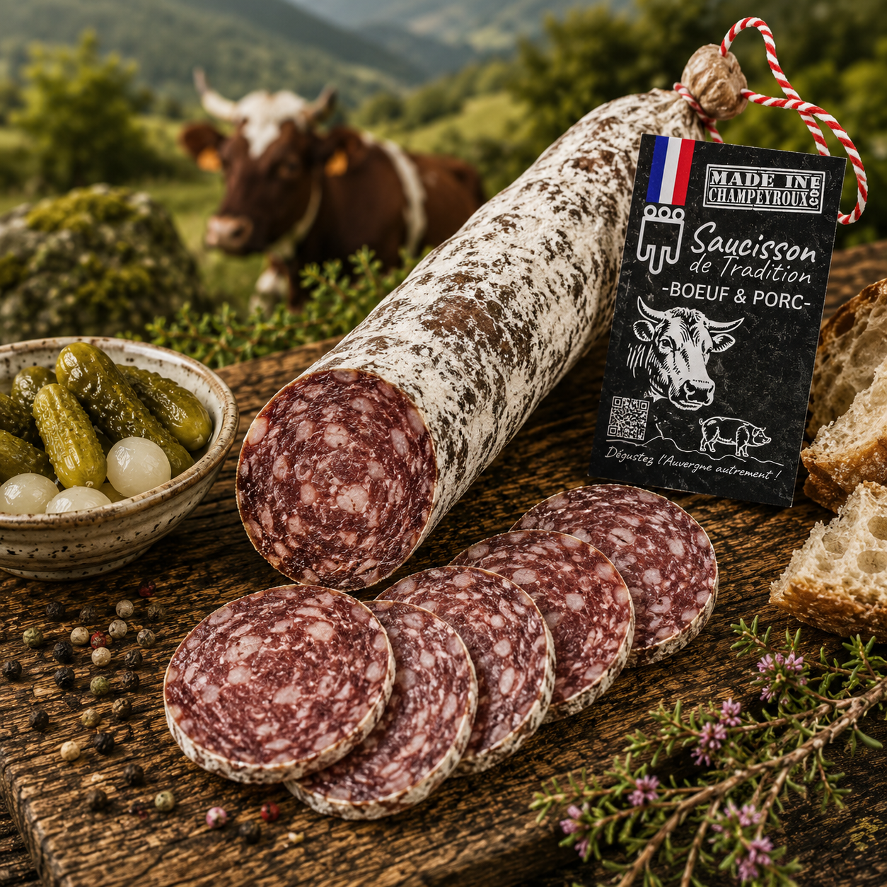 Saucisson sec Bœuf & Porc – Cantal, Auvergne