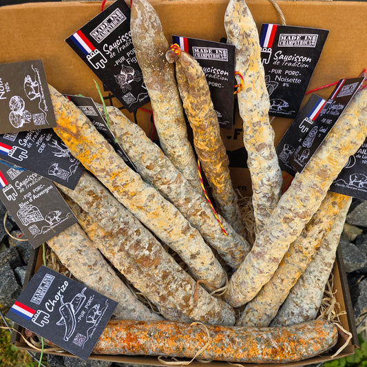 Box découverte 12 saucissons au porc du Cantal Auvergne – Le Picnic Français