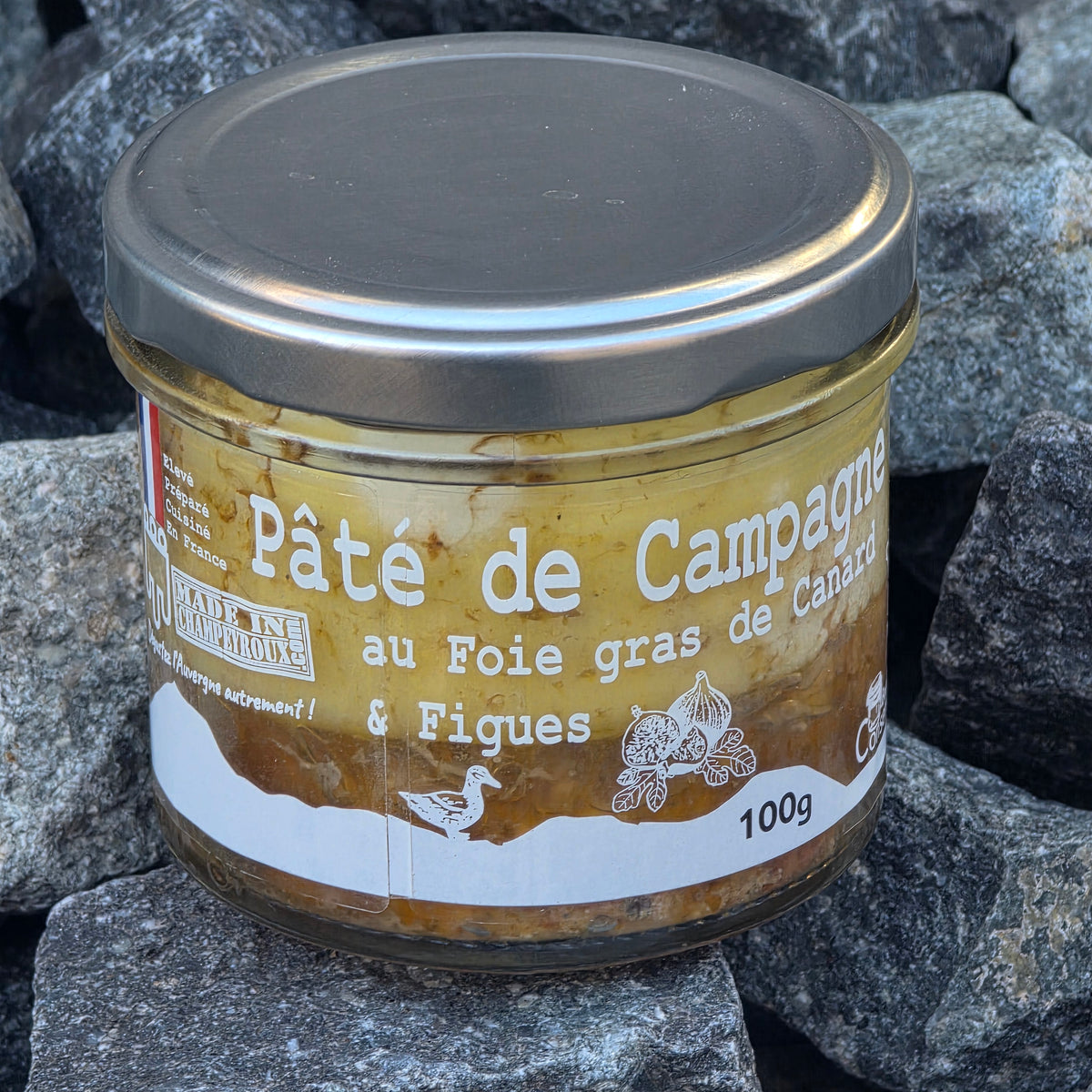 Pâté de campagne au foie gras de canard et figues, bocal 100g - Le Picnic Français
