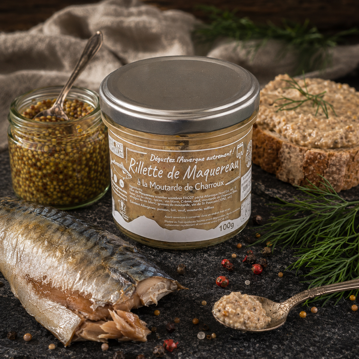 Rillette de maquereau à la moutarde de Charroux 100g — Le Picnic Français