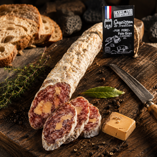 Saucisson sec au Foie Gras de Canard – Épicerie Fine Auvergne