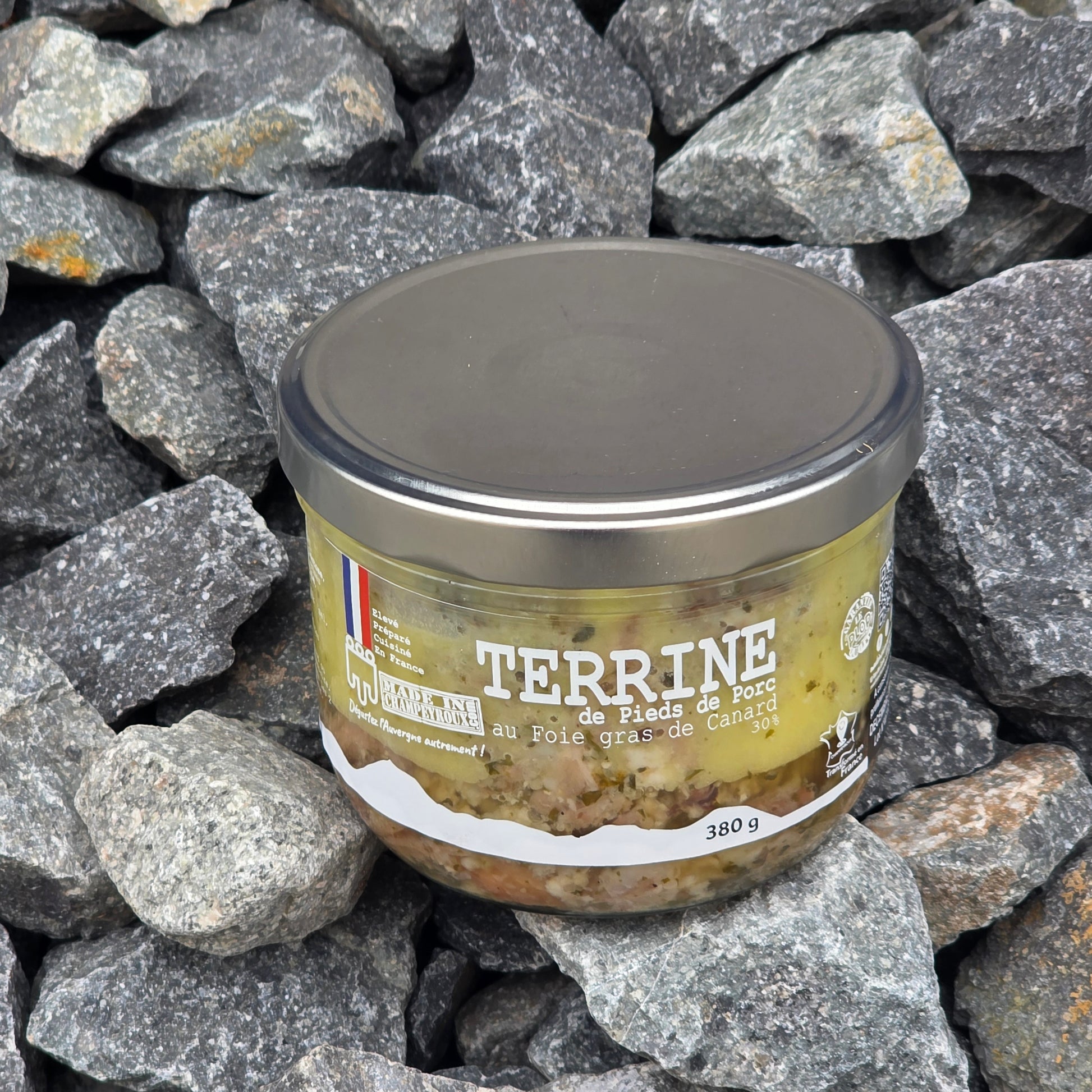 Terrine de pieds de porc du Cantal au foie gras de canard – vue dégustation – Le Picnic Français