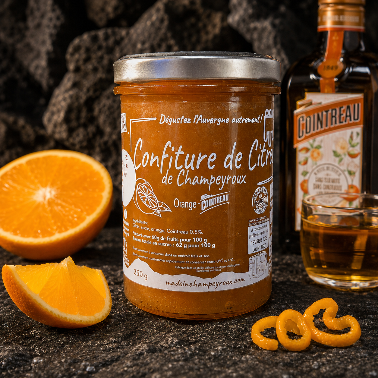 Confiture de citres orange et Cointreau 250g – Made in Champeyroux, Auvergne
