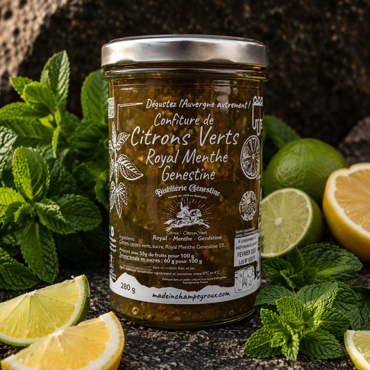 Confiture de citrons verts au Royal Menthe Génestine 280g – Made in Champeyroux