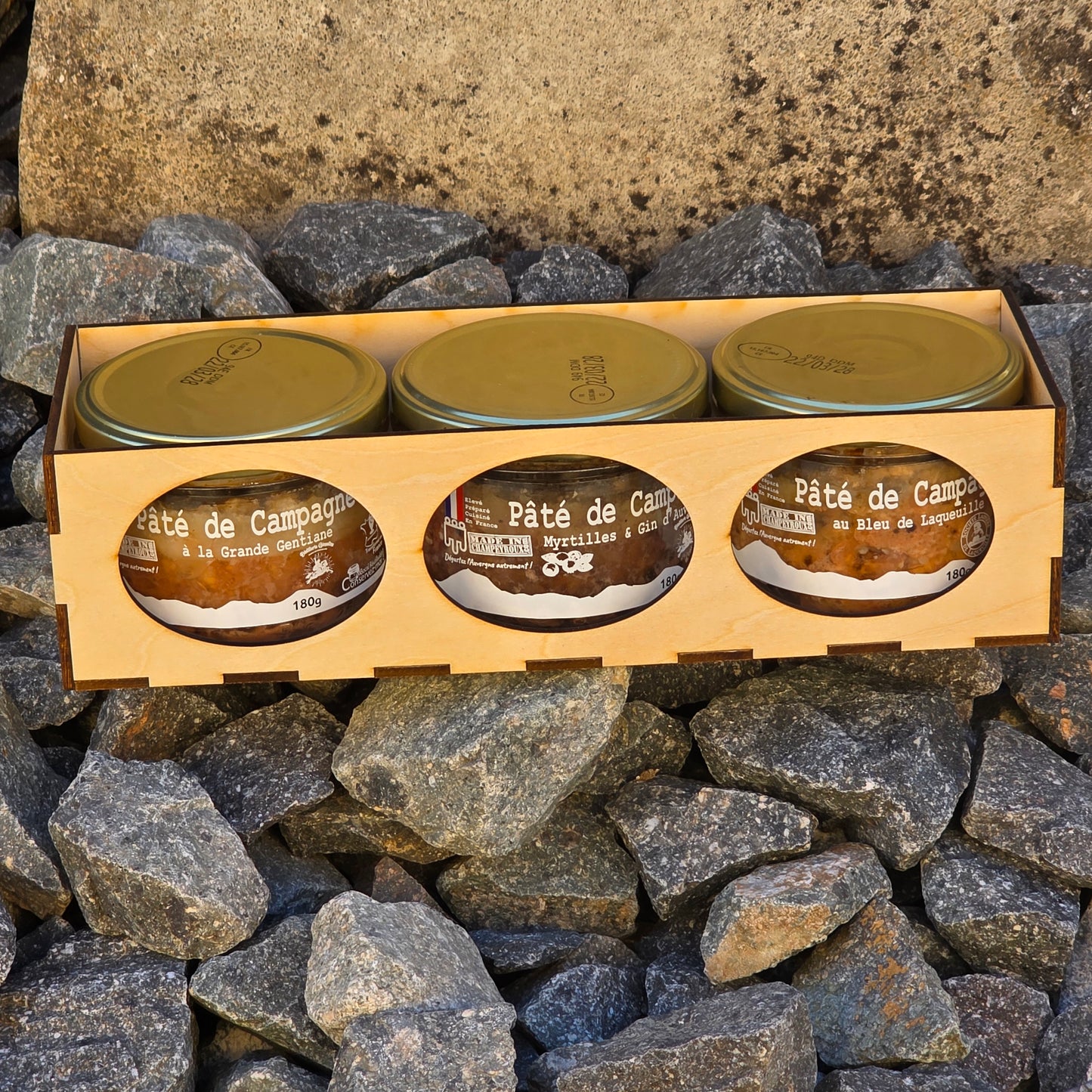 Coffret Pâtés Auvergne en boîte bois – Le Picnic Français