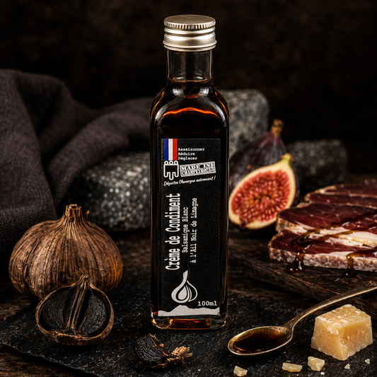 Crème de condiment balsamique blanc à l'ail noir de Limagne 100ml ambiance — Le Picnic Français