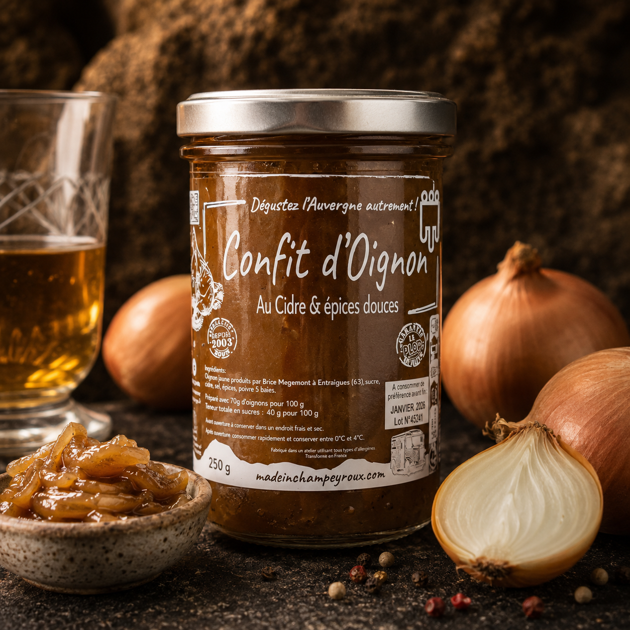 Confit d'Oignon Jaune au Cidre & Épices Douces – 250g