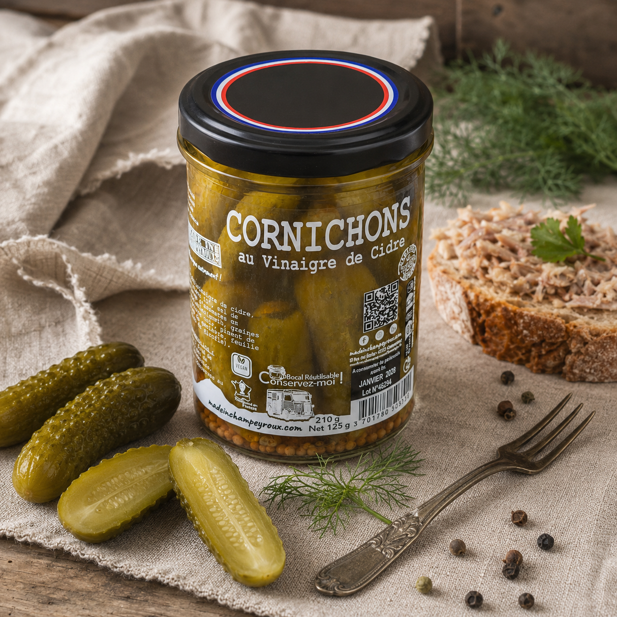 Cornichons en bocal 225g – Le Picnic Français