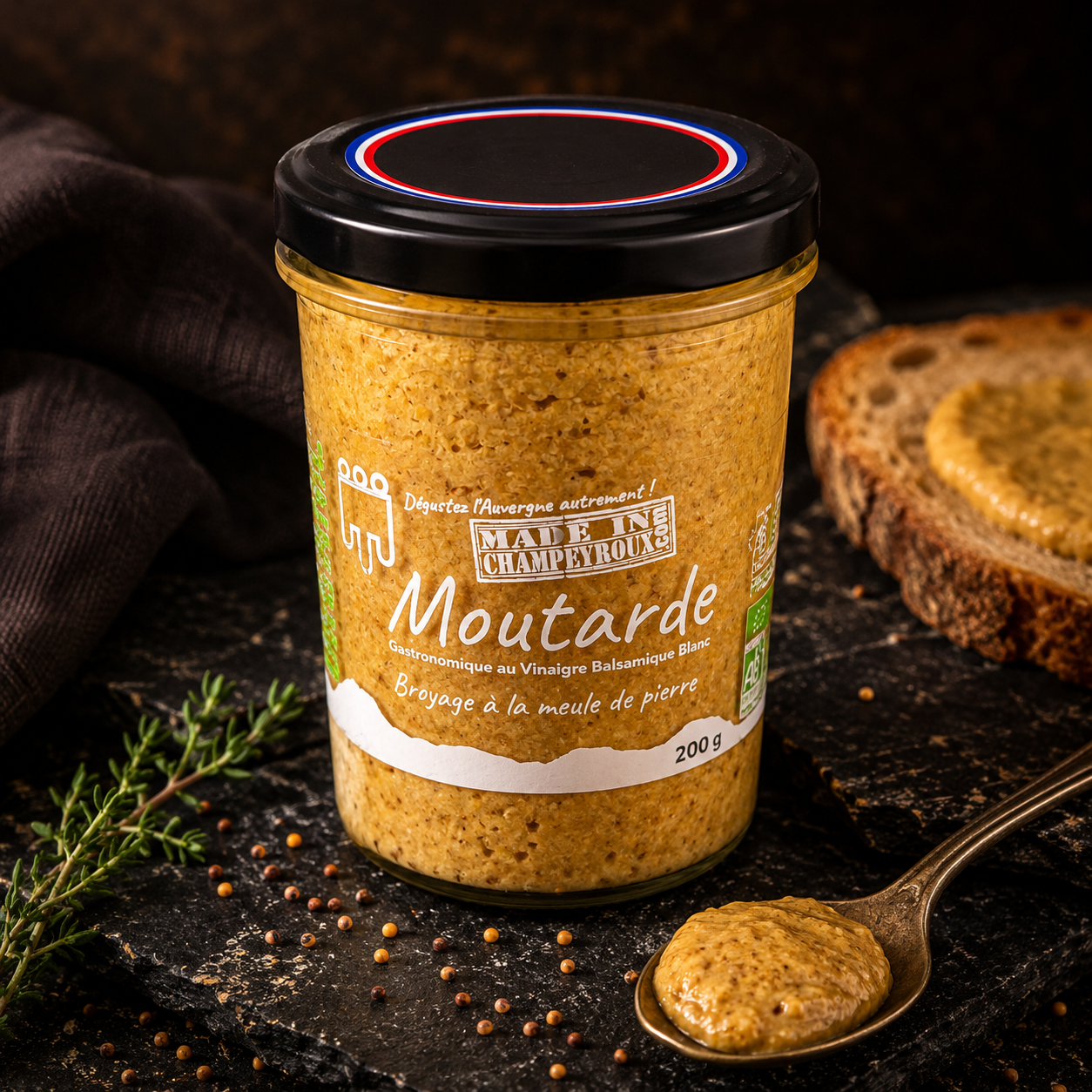 Moutarde Gastronomique au Vinaigre Balsamique Blanc 200g