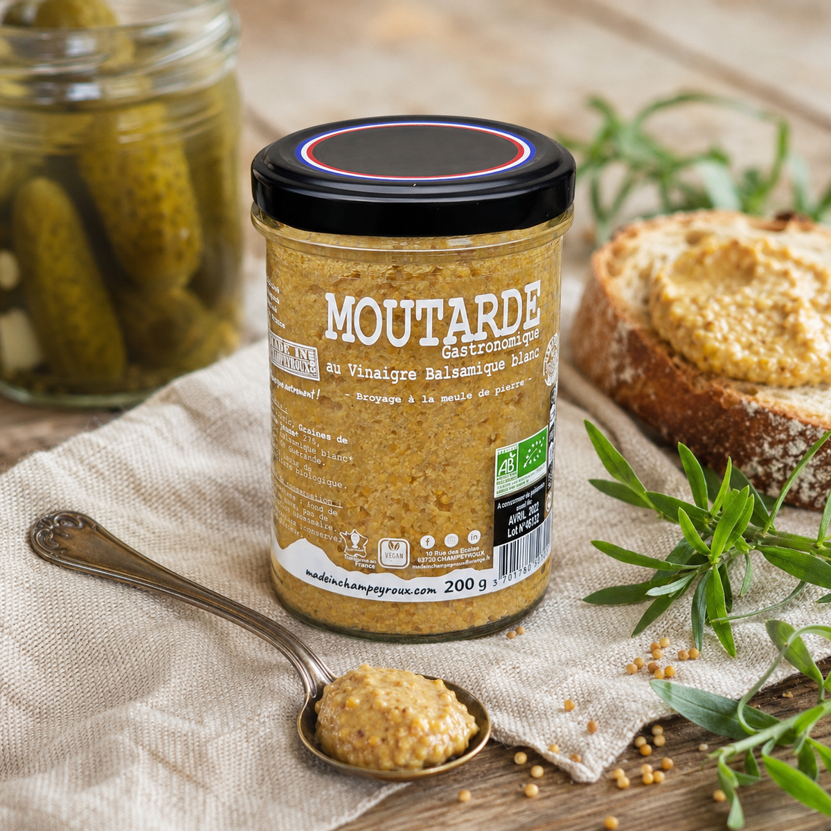 Moutarde Gastronomique au Vinaigre Balsamique Blanc 200g