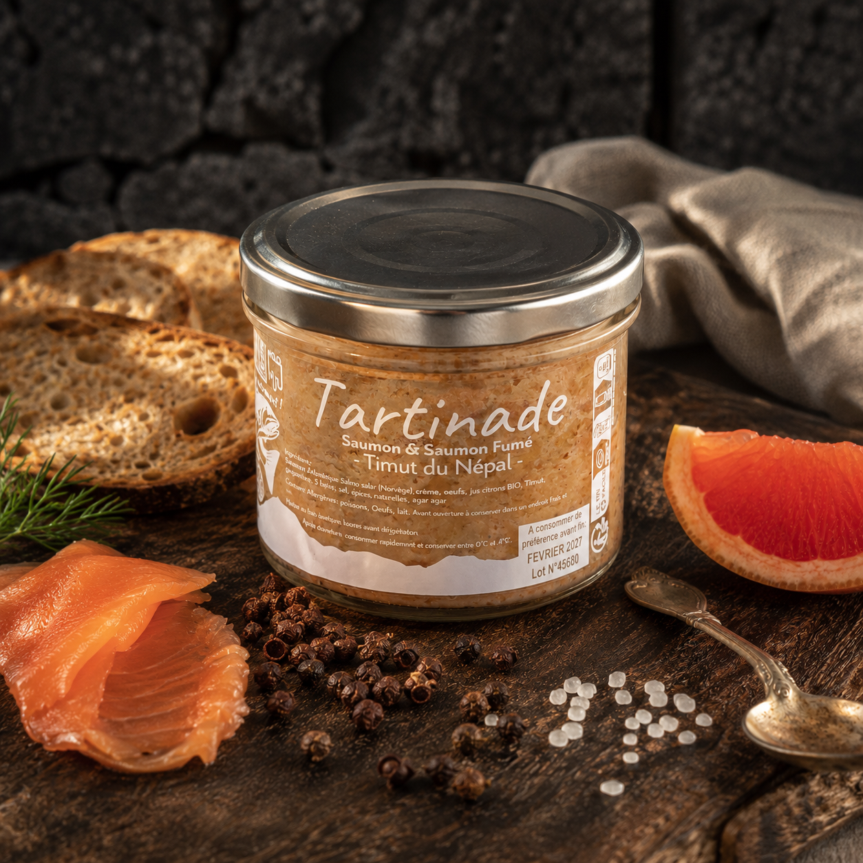 Rillette de saumon fumé au poivre Timut du Népal en bocal 100g – Le Picnic Français