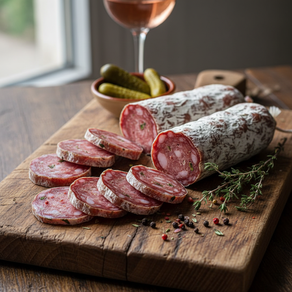 Saucisson aux herbes tranché gros plan – Le Picnic Français