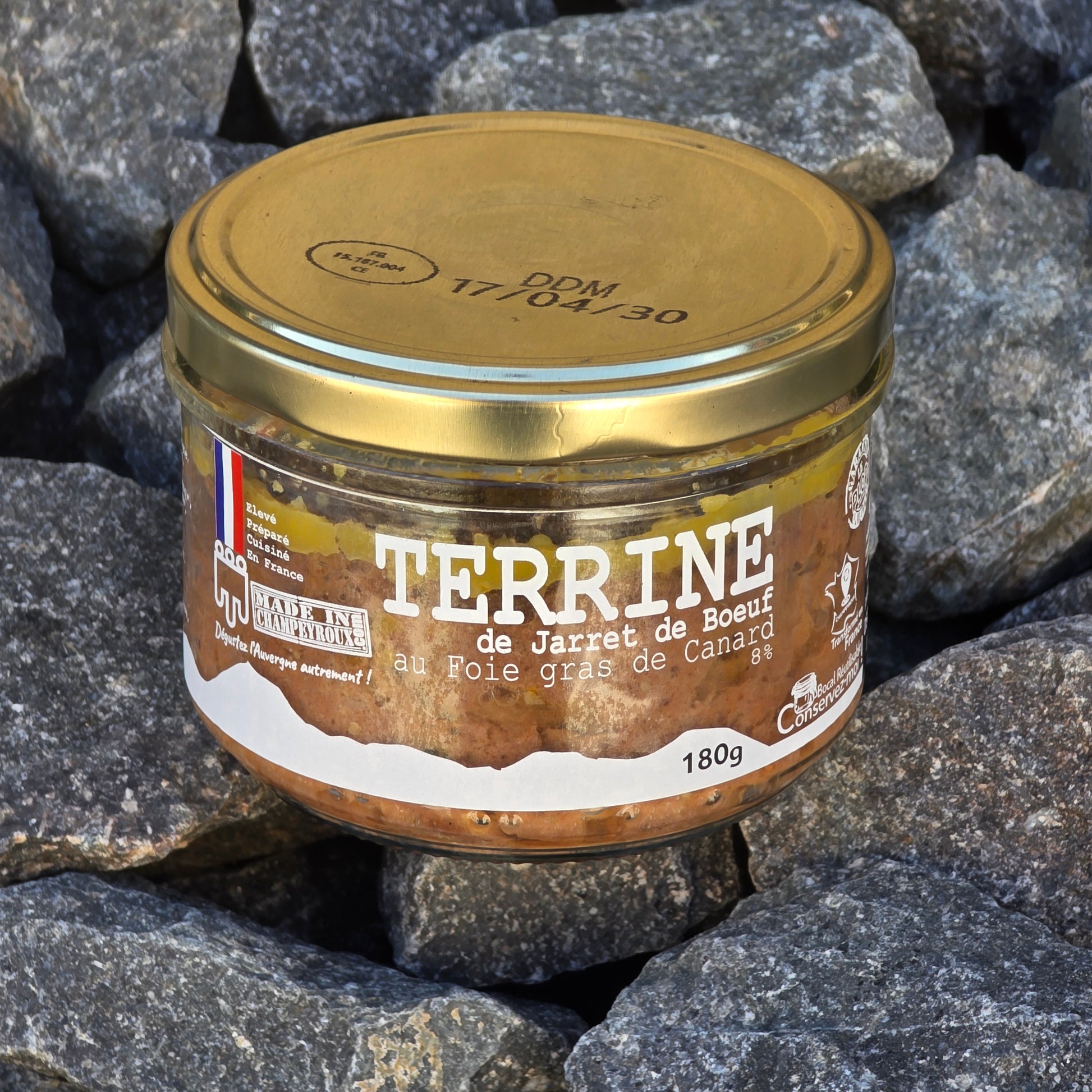 Terrine de jarret de bœuf au foie gras de canard 180g – vue produit – Le Picnic Français