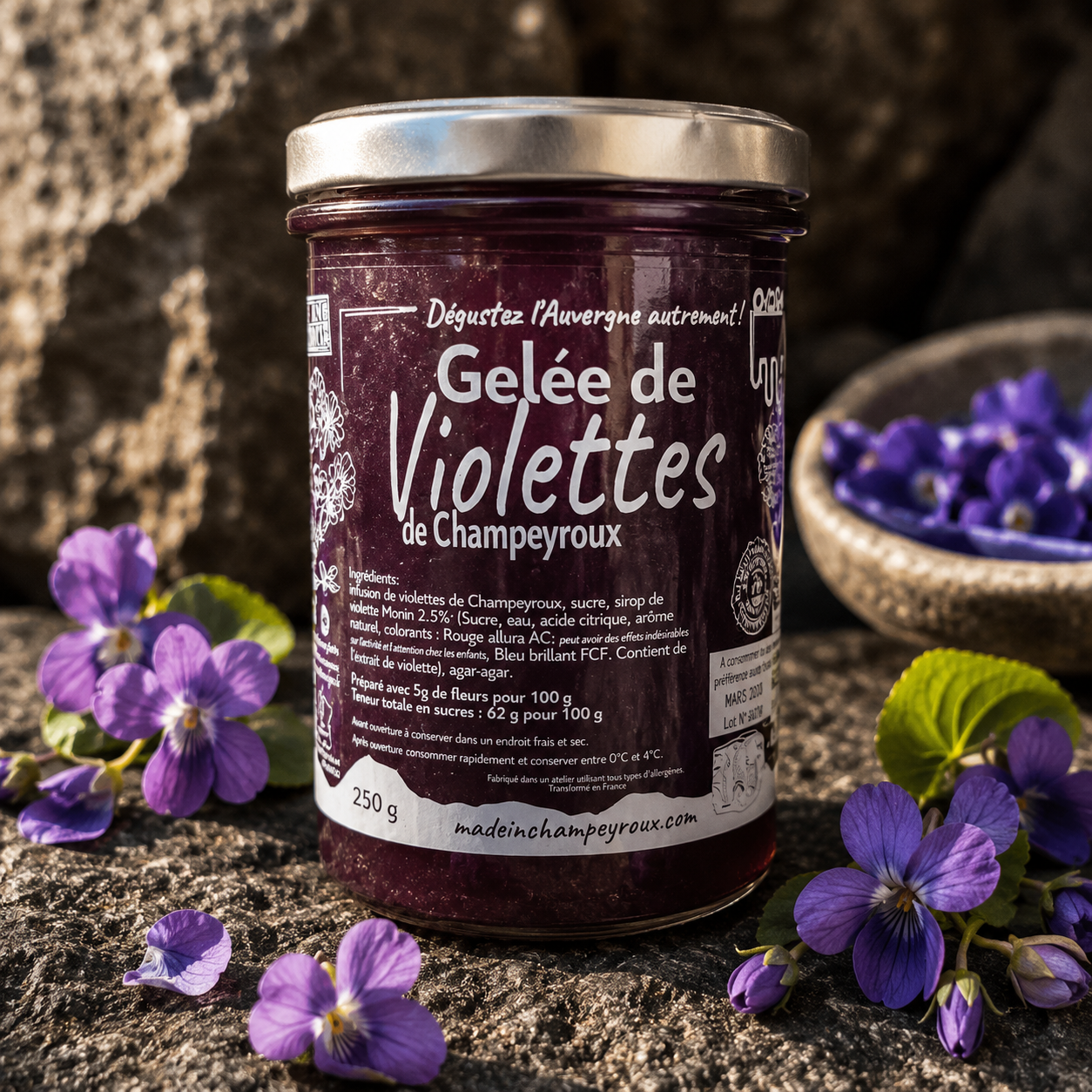 Gelée de violettes de Champeyroux 250g – Made in Champeyroux – bocal gourmand